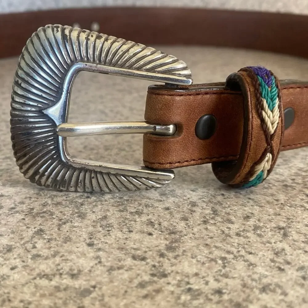 Tony Lama Sierra Madre Western Belt 7719L Men Unisex Leather Conchos Size 30